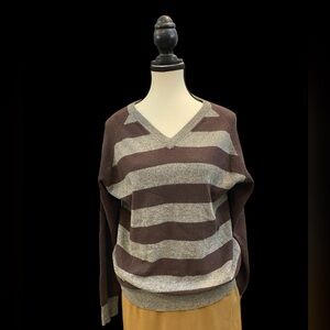 100% wool gray and brown striped sweater German brand. EUC size L (tagged XL)